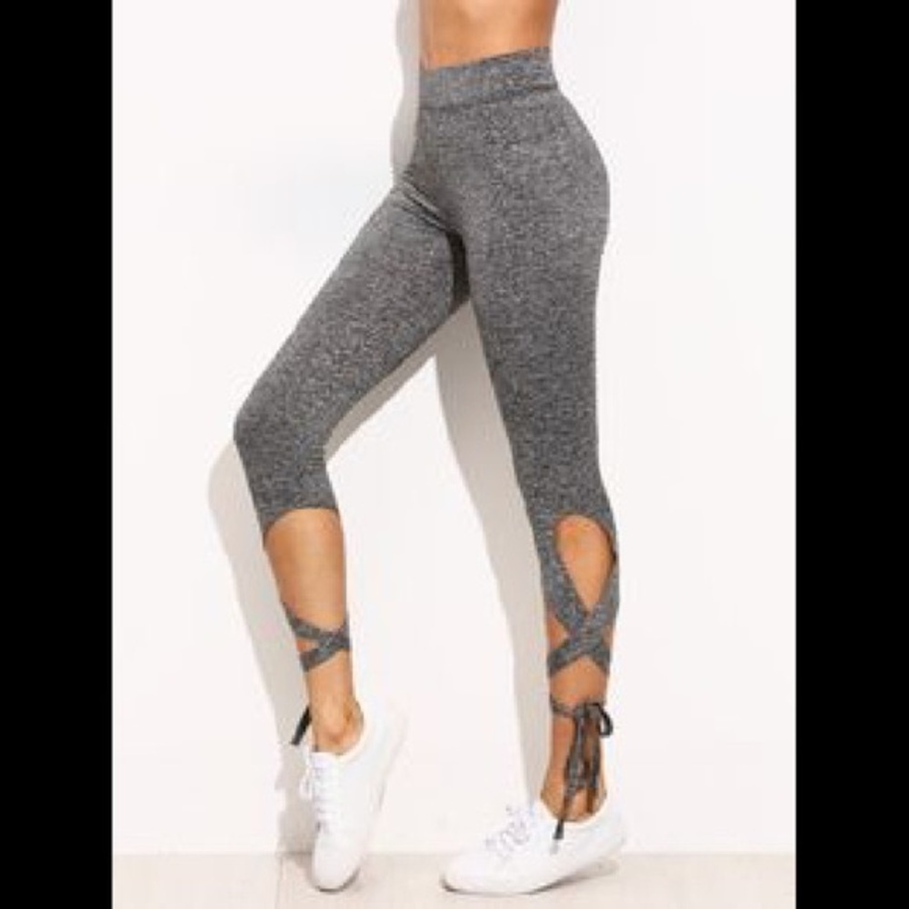 Victoria secret lace up gray leggings